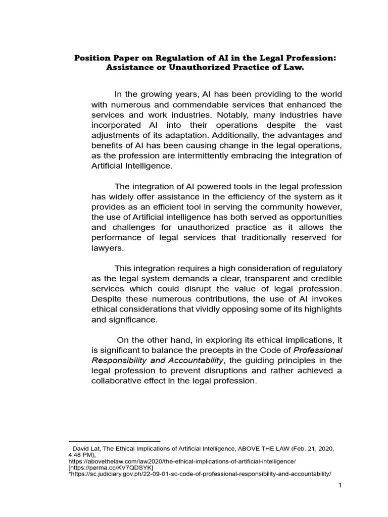 Regulating AI in Legal Practice | PDF | Artificial Intelligence ...
