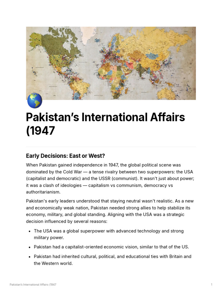 Pakistan's Foreign Policy Post-1947 | PDF | Pakistan | Zulfikar Ali Bhutto