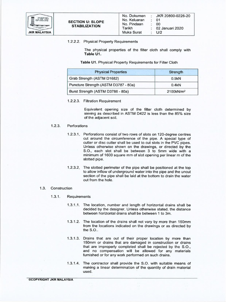 22a - Standard Specifications For Slope Stabilization 2020-6 | PDF