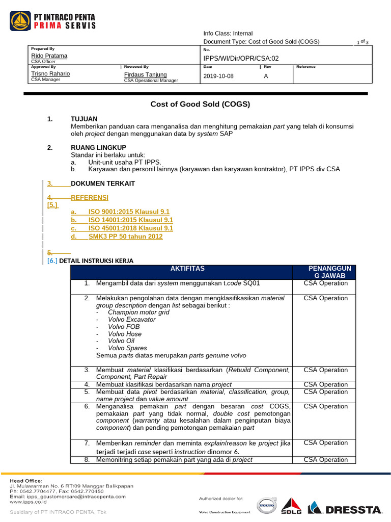Panduan COGS dan Analisis Part | PDF