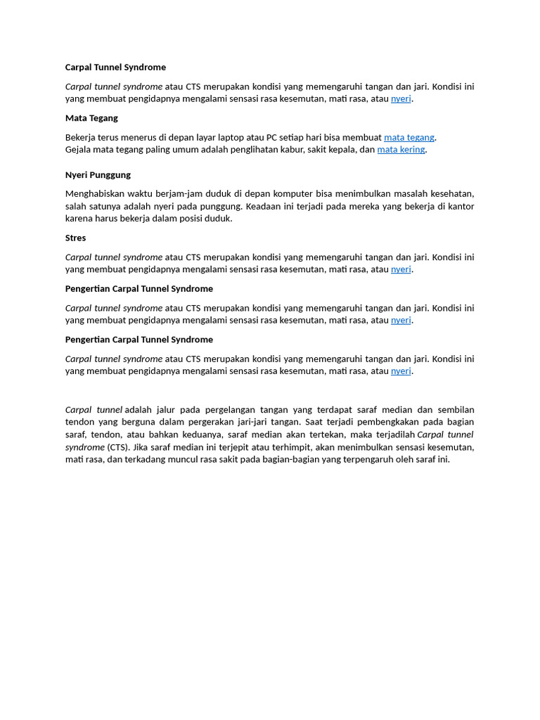 Carpal Tunnel Syndrome | PDF