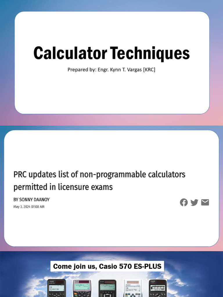 Calculator Techniques - Engr. Vargas 2025 | PDF | Equations | Function ...