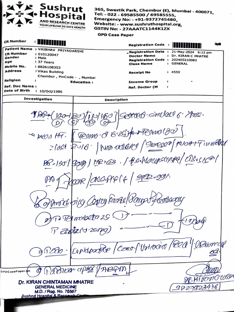 OPD Slip Sample for Bangladesh Doctor | PDF