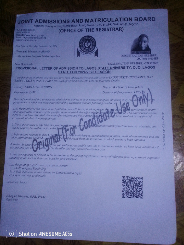 Admission Letter Outline | PDF