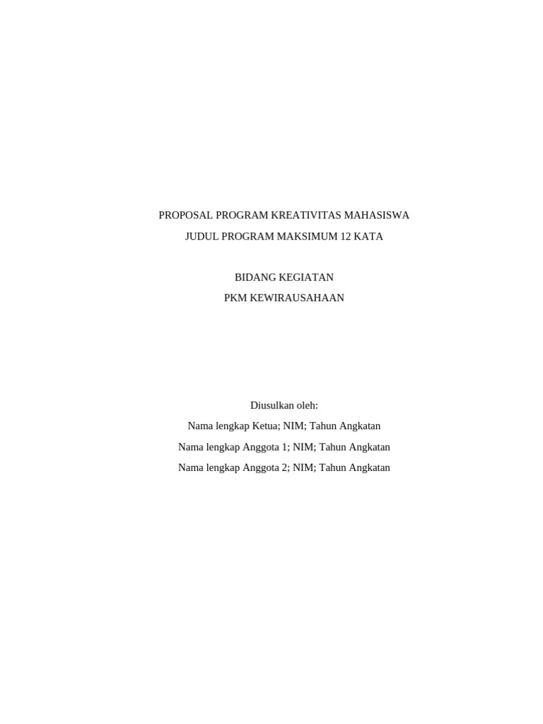 Proposal PKM Kewirausahaan 2020 | PDF