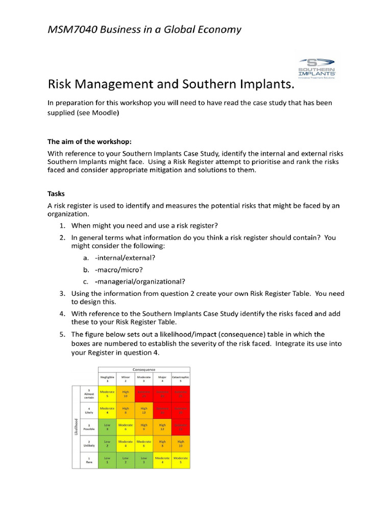 Risk Management and Southern Implants Workshop | PDF