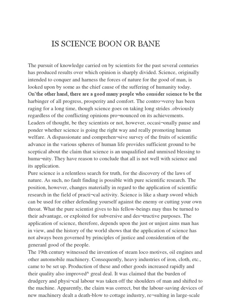Science: Boon or Bane Debate | PDF | Factory | Capitalism