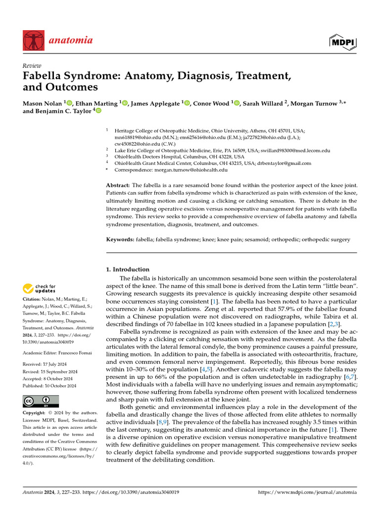 Fabella Syndrome: Anatomy and Treatment | PDF | Knee | Limbs (Anatomy)