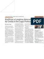 Kauffman a Longtime Advocate for Civility in the Legal Profession