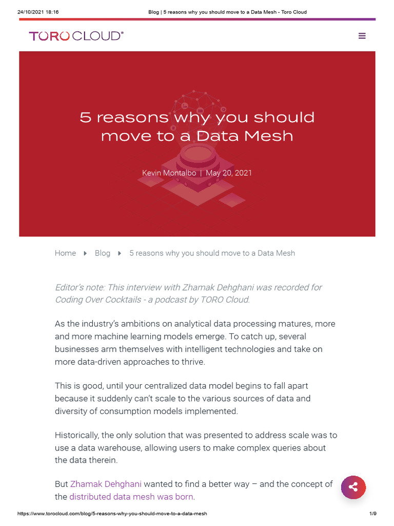 Blog - 5 Reasons Why You Should Move To A Data Mesh - Toro Cloud | PDF ...