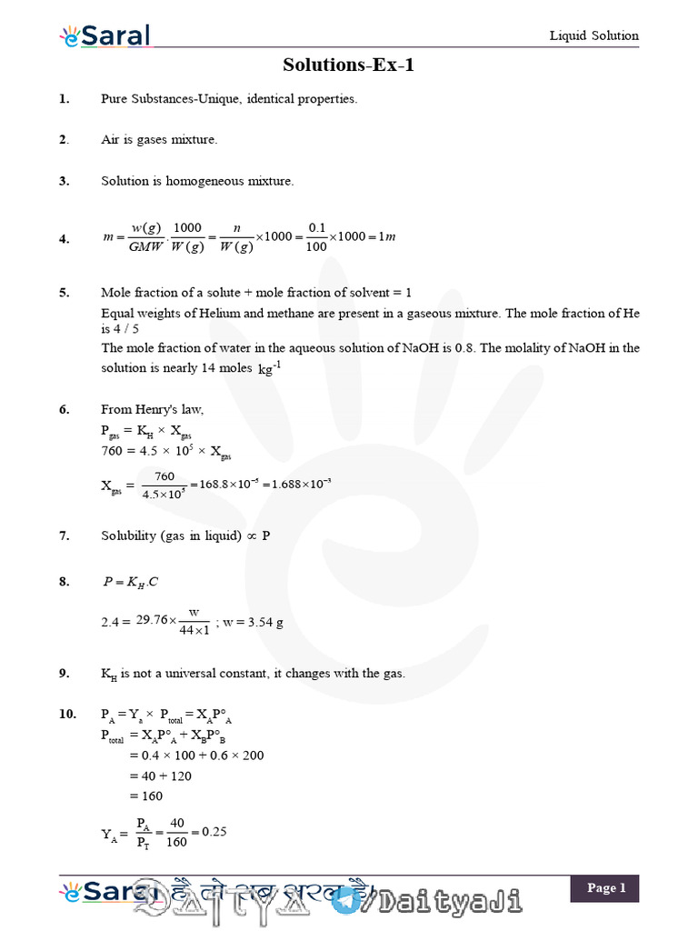 Sheet Solutions Liquid Solution V2.1 | PDF | Chemical Polarity ...