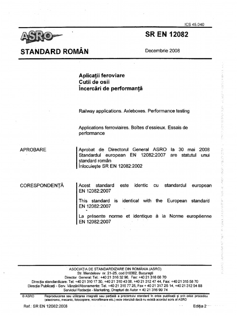 SR en 12082-2008 - Cutii Osie - Incerc. Perform | PDF