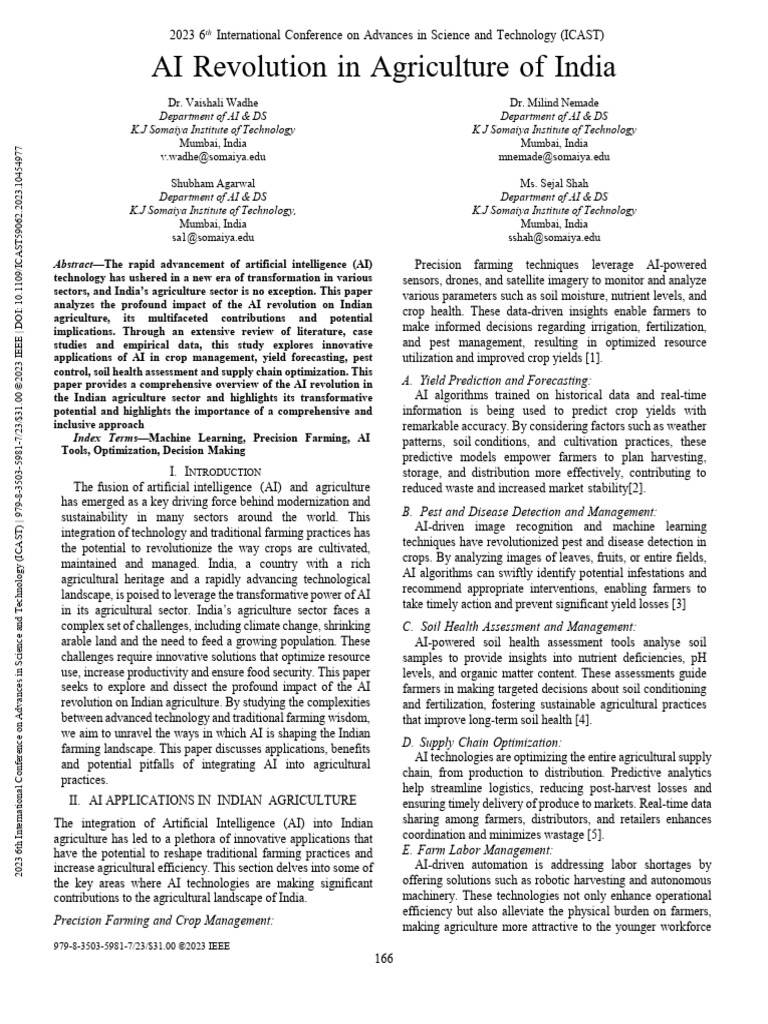 AI Transforming Indian Agriculture | PDF | Agriculture | Artificial ...