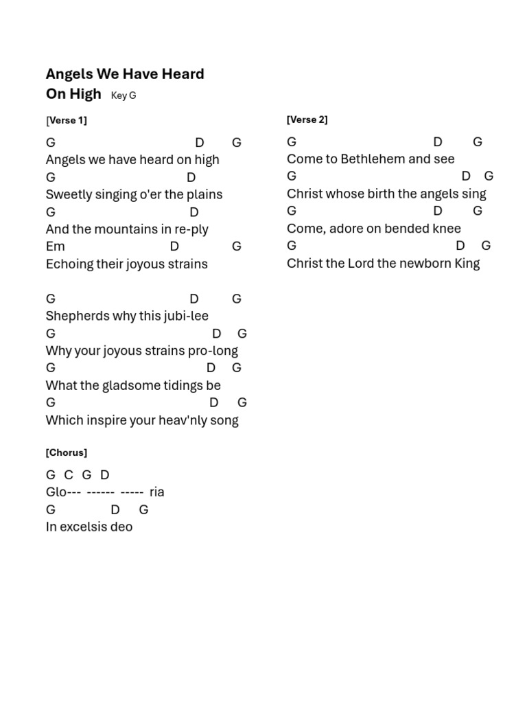 Angels We Have Heard on High Lyrics | PDF
