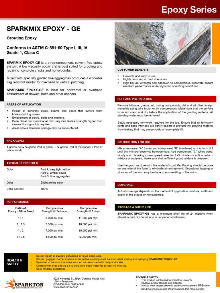 Sparkmix Epoxy-GE Grouting Guide | PDF | Concrete | Epoxy