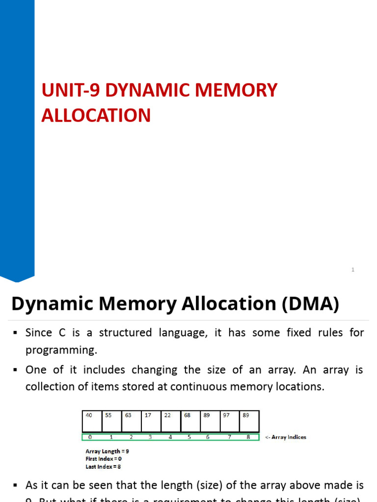 Dynamic Memory Allocation in C | PDF | Pointer (Computer Programming ...