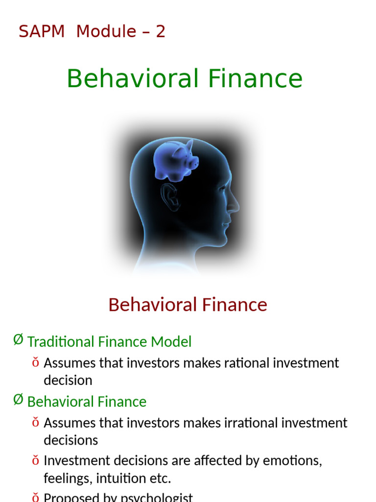 SAPM Chap 16 Behavioral Finance | PDF | Behavioral Economics ...