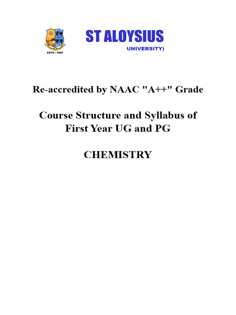 Chemistry Syllabus - UG and PG First Year | PDF | Gases | Periodic Table