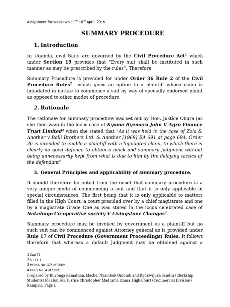 Summary Procedure and Specially Endorsed | PDF | Lawsuit | Summary Judgment