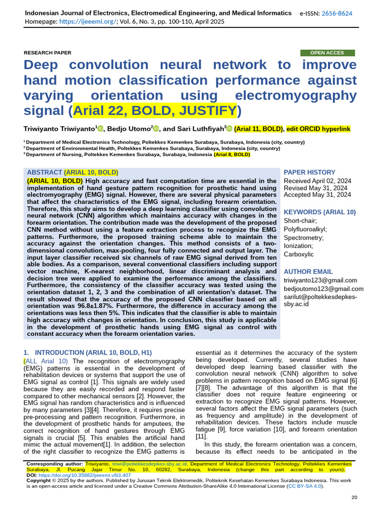 CNN for EMG Hand Gesture Recognition | PDF | Electromyography | Deep ...