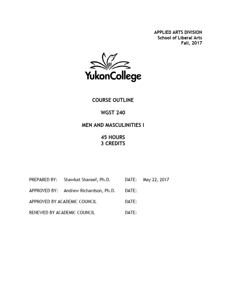 Men and Masculinities I Course Outline | PDF | Plagiarism | Gender