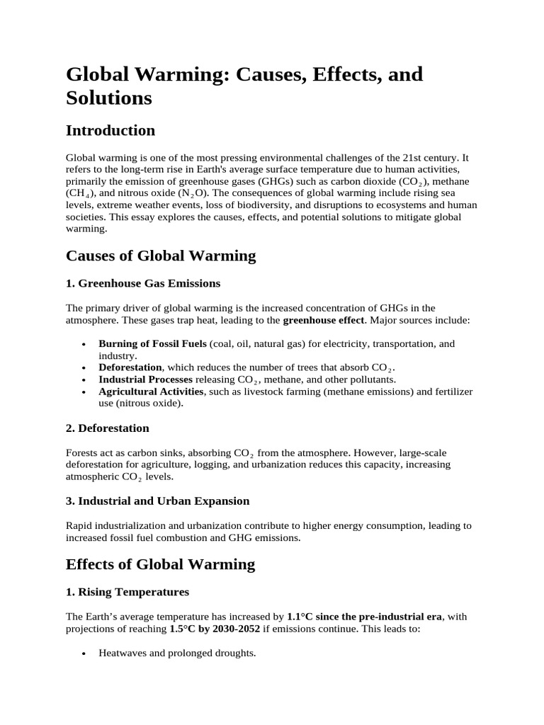 Global Warming: Causes, Effects, Solutions | PDF | Climate Change ...