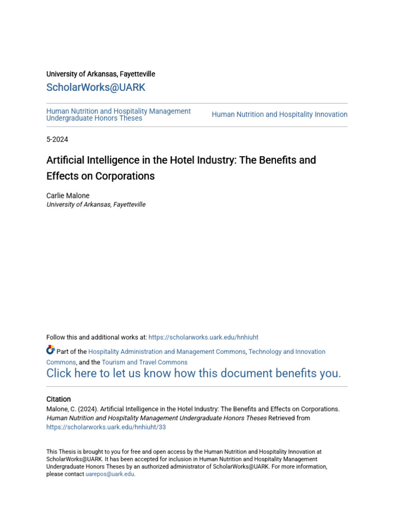 Artificial Intelligence in The Hotel Industry - The Benefits and E ...