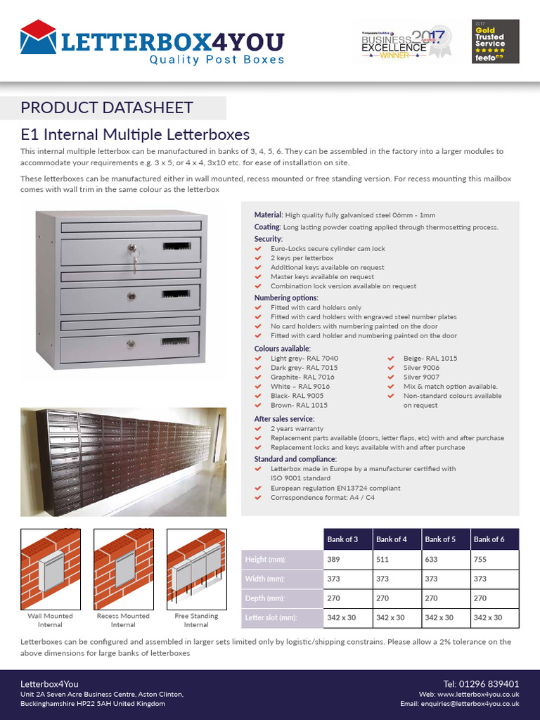 Internal Wall-Mounted Letterboxes | PDF