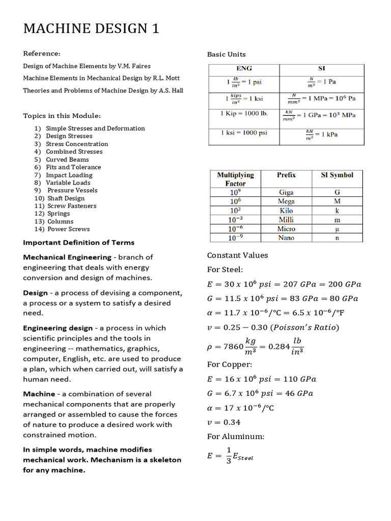 Machine Design Reviewer | PDF | Bending | Engineering Tolerance