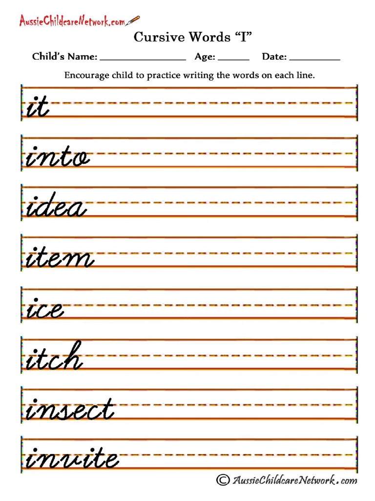 Cursive Words I | PDF