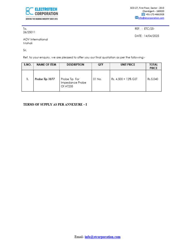 Electrotech Corporation Quotation Offer | PDF | Exchange Rate | Market ...