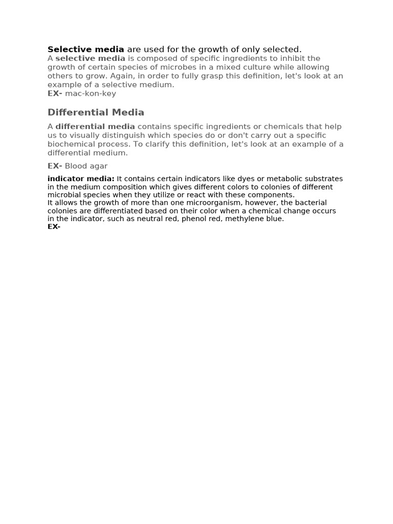 Selective and Differential Media Explained | PDF