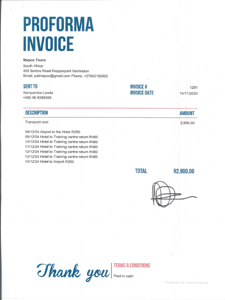 Transport SA Invoice | PDF