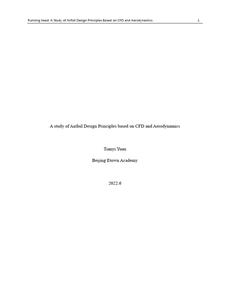 Airfoil Design Principles via CFD Analysis | PDF | Airfoil | Lift (Force)