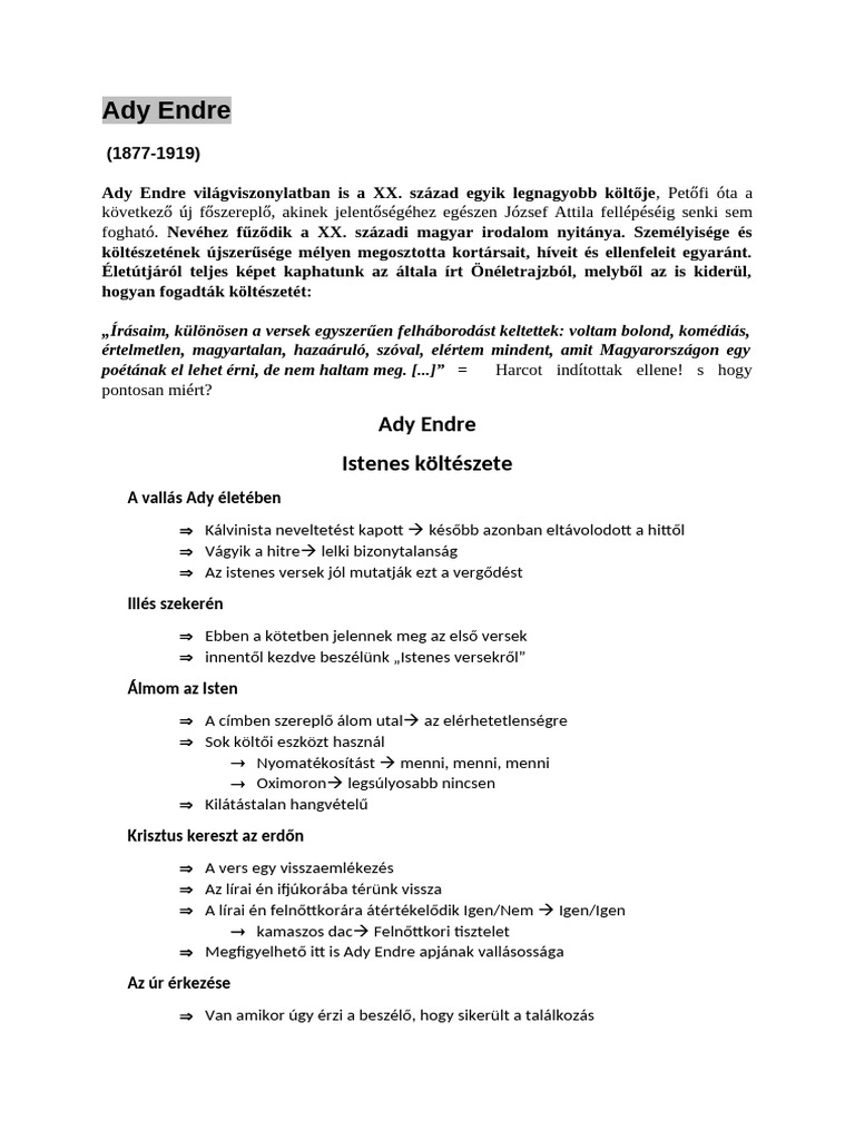 3 Ady Endre Istenes Költészete | PDF