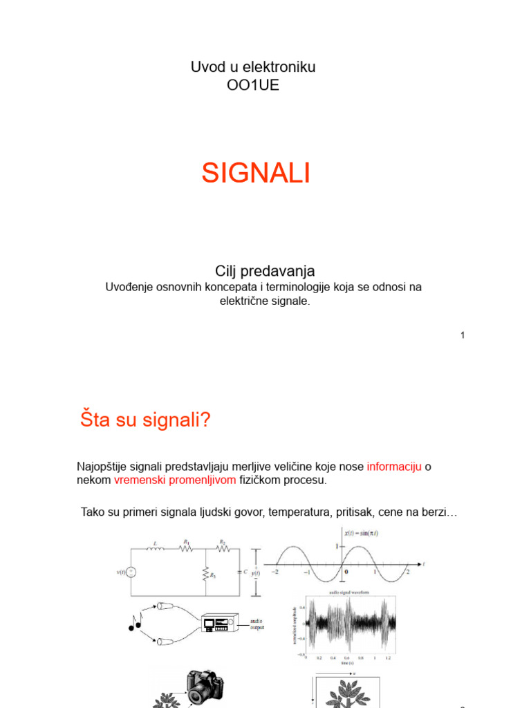 Signali Signali: Uvod U Elektroniku Oo1Ue | PDF