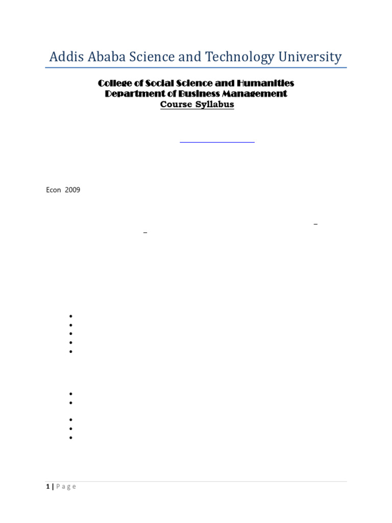 Introductory Economics Course Syllabus | PDF | Economics | Macroeconomics