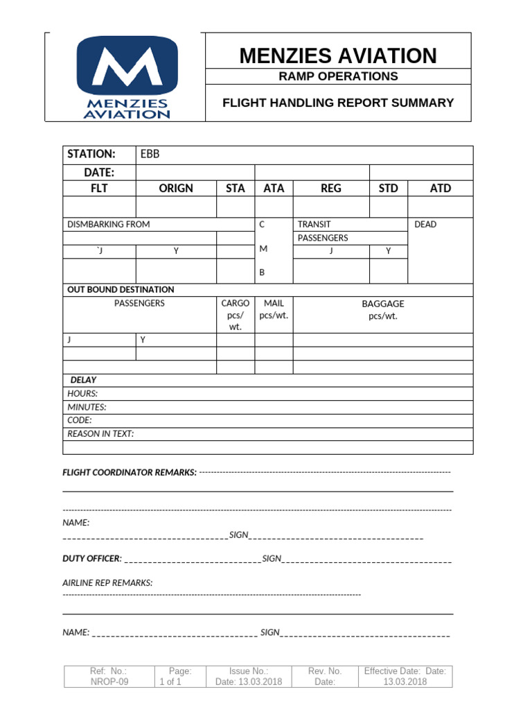 Menzies Aviation Flight Handling Summary | PDF