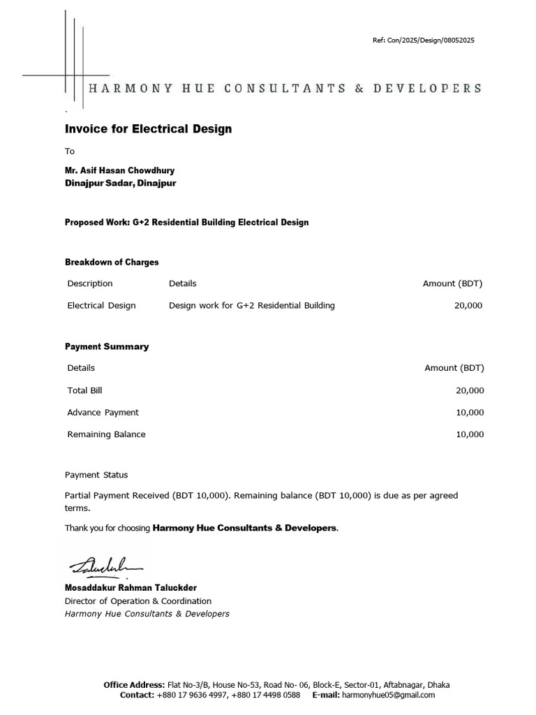 Invoice for Electrical Design Services | PDF