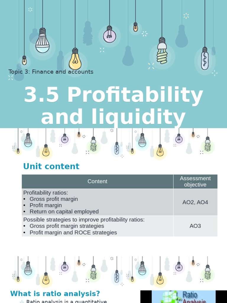 Profitability and Liquidity Ratios Explained | PDF | Gross Margin ...