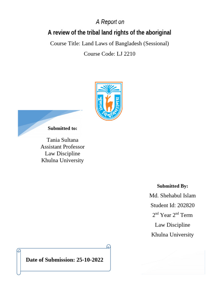 Assignment On Aboriginals Rights of Land LJ 2210 | PDF | Mortgages | Lease