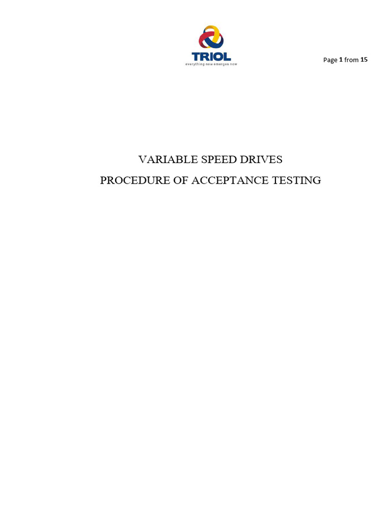 VSD Acceptance Testing Procedure | PDF | Electrical Connector | Power ...