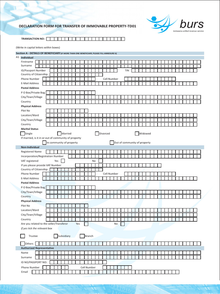 TD01 Form for Property Transfer | PDF | Private Law | Common Law
