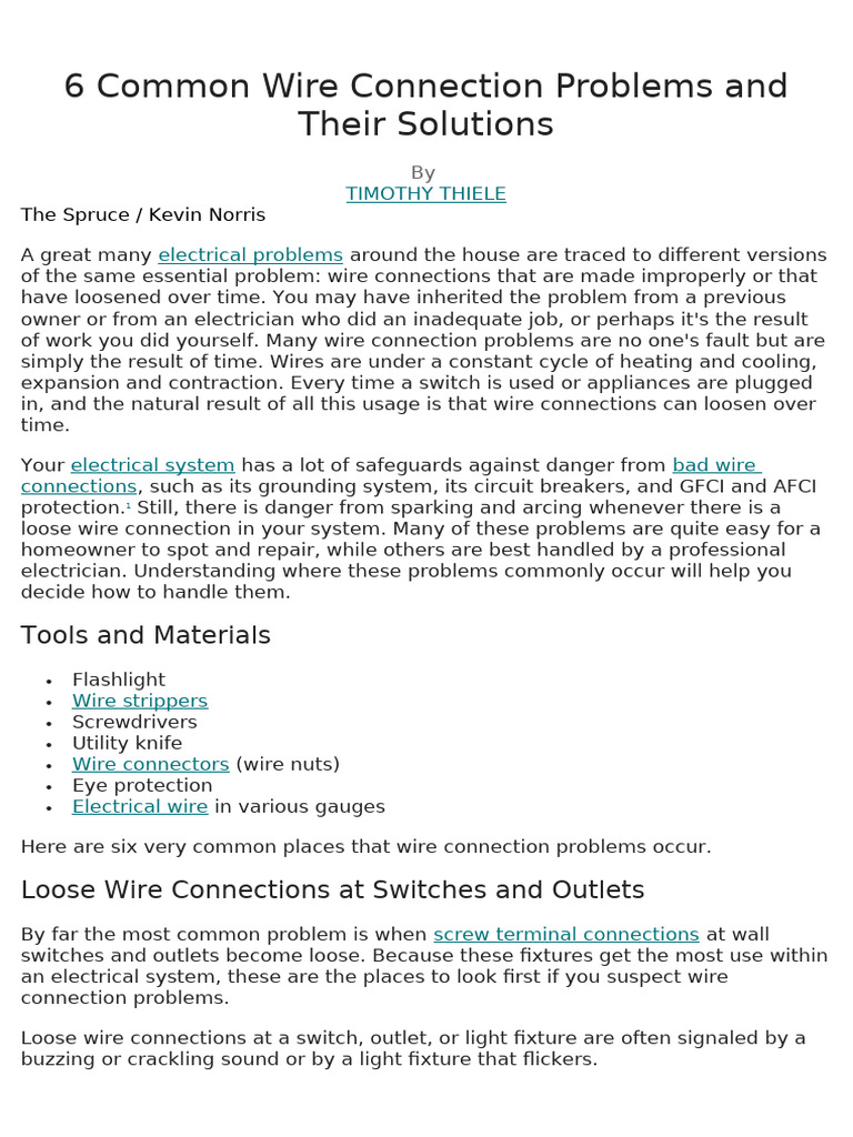Common Wire Connection Issues Explained | PDF | Electrical Connector ...