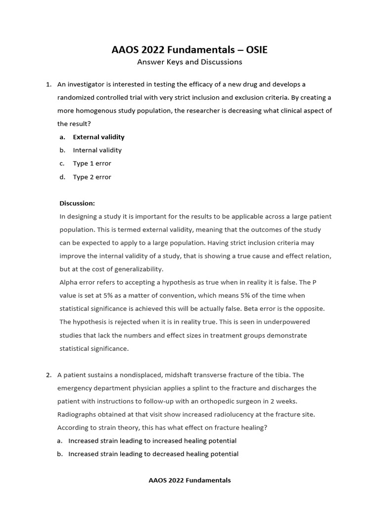 AAOS 2022 Fundamentals Study Guide | PDF | Type I And Type Ii Errors | Musculoskeletal System