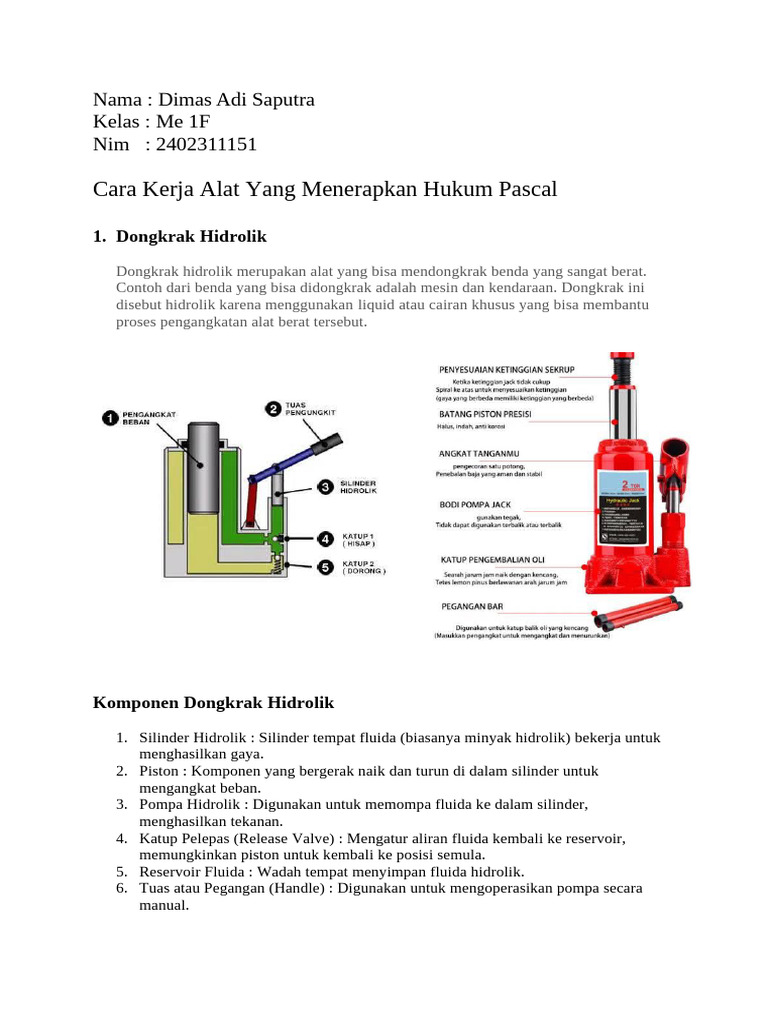 Alat Hidrolik Berdasarkan Hukum Pascal | PDF