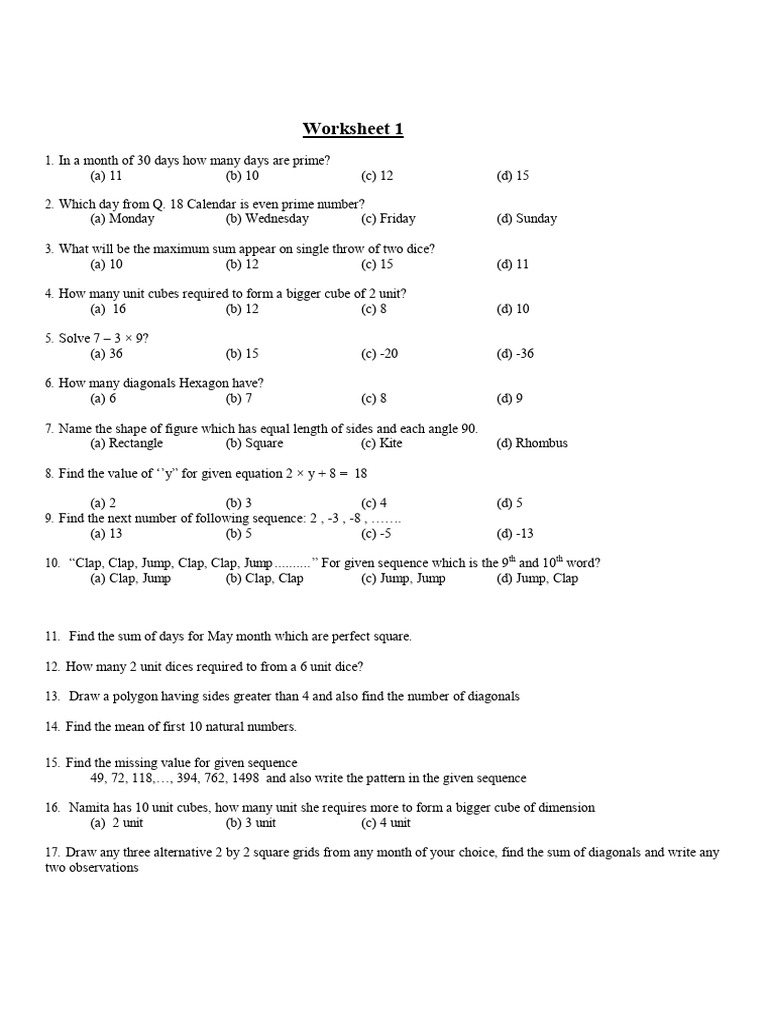 Class 8 Maths Worksheet Activities | PDF | Mathematical Analysis ...