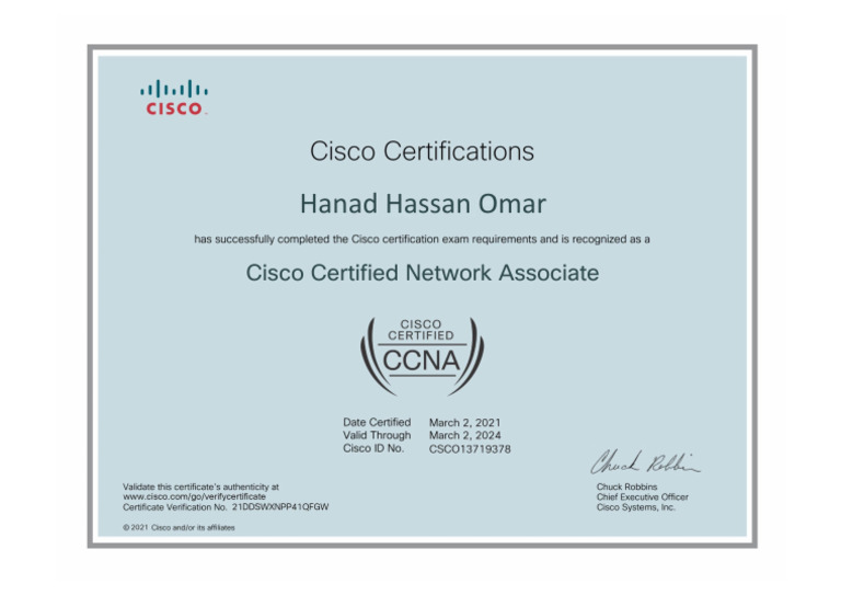 Cisco Certified Network Associate Certificate | PDF