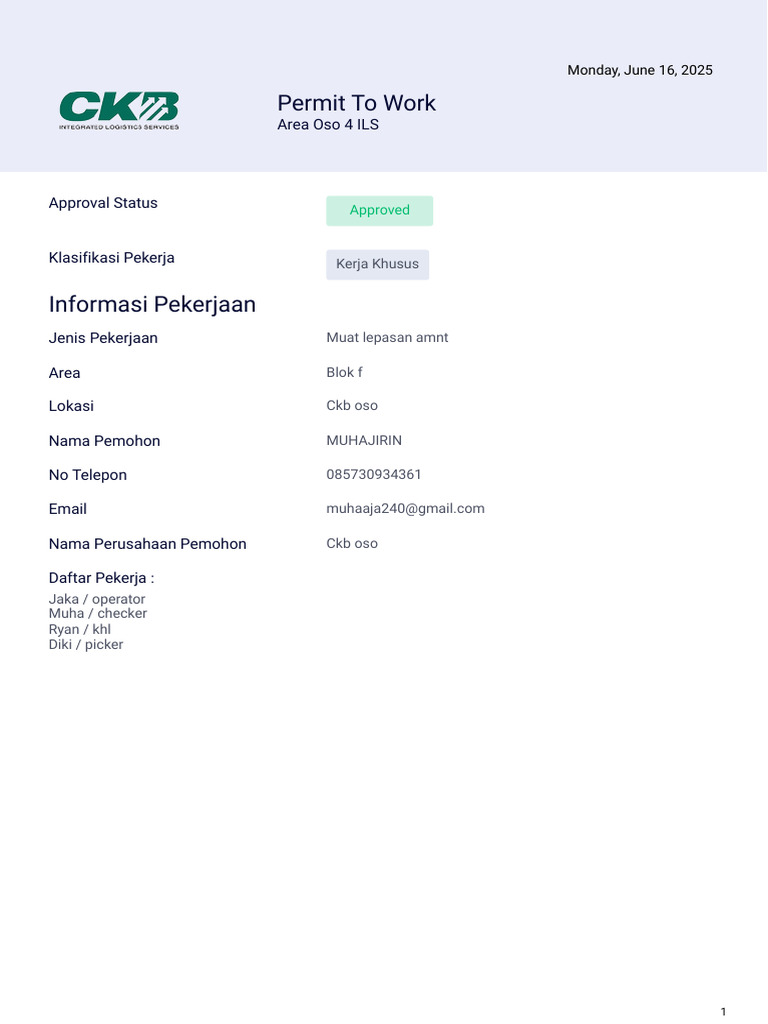 Approved Permit to Work - Oso 4 ILS | PDF