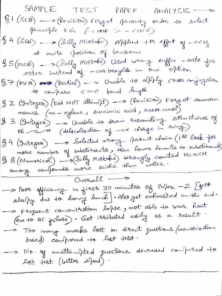 Sample Paper Analysis 11th OC | PDF